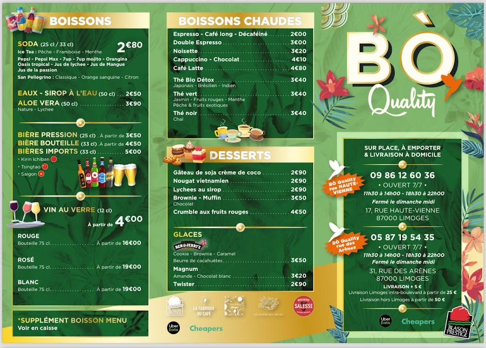 Bò Quality ( rue Haute-Vienne) - Menu Image 2
